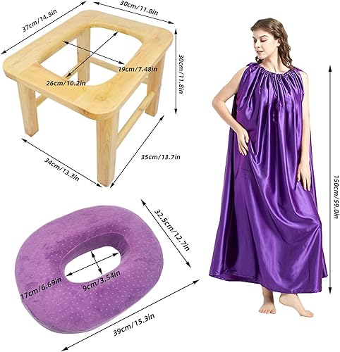 Miniatura 4 de Yoni - Kit de asiento vaginal de madera con bata para cuidado posparto vaginal femenino, tratamiento de período irregular, alivio de la menopausia,