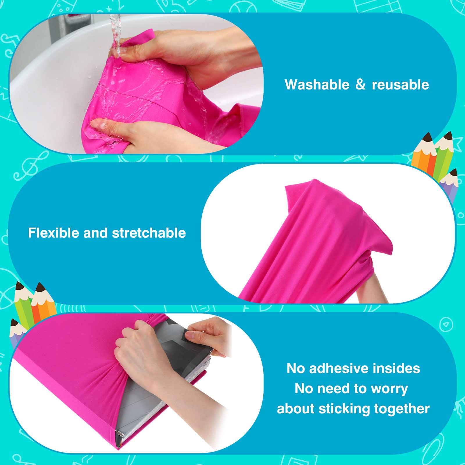 Sherr 14 copertine elastiche per libri da 37,9 x 22,9 cm, colorate, elastiche, resistenti, lavabili e riutilizzabili, per la maggior parte dei libri con copertina rigida, circa 22,9 x 30,5 cm