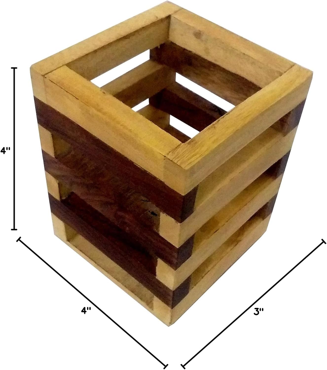Purpledip Wooden Pen Stand or Cutlery Holder or Desk Organiser: Elegant Design (11876)