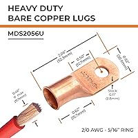 Vista 509 de SELTERM - 2 terminales de anillo resistentes para cable de batería, calibre 4 AWG, pernos de 3/8 pulgadas, terminales de calibre 4, ojales de cobre