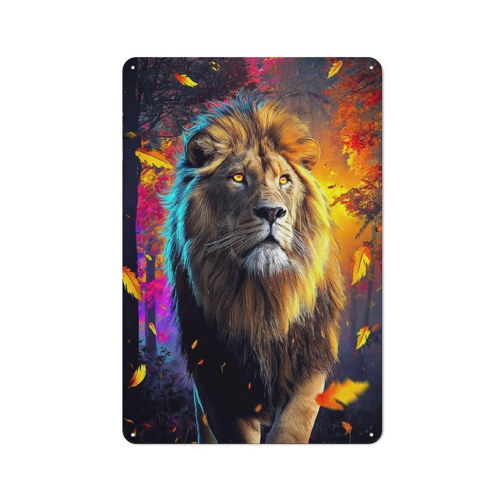 Autumn Lion Majesty -2 Metal Sign 30x20cm, Vintage Bar Wall Plaque for Diner, Restaurant, Shed Or Kitchen
