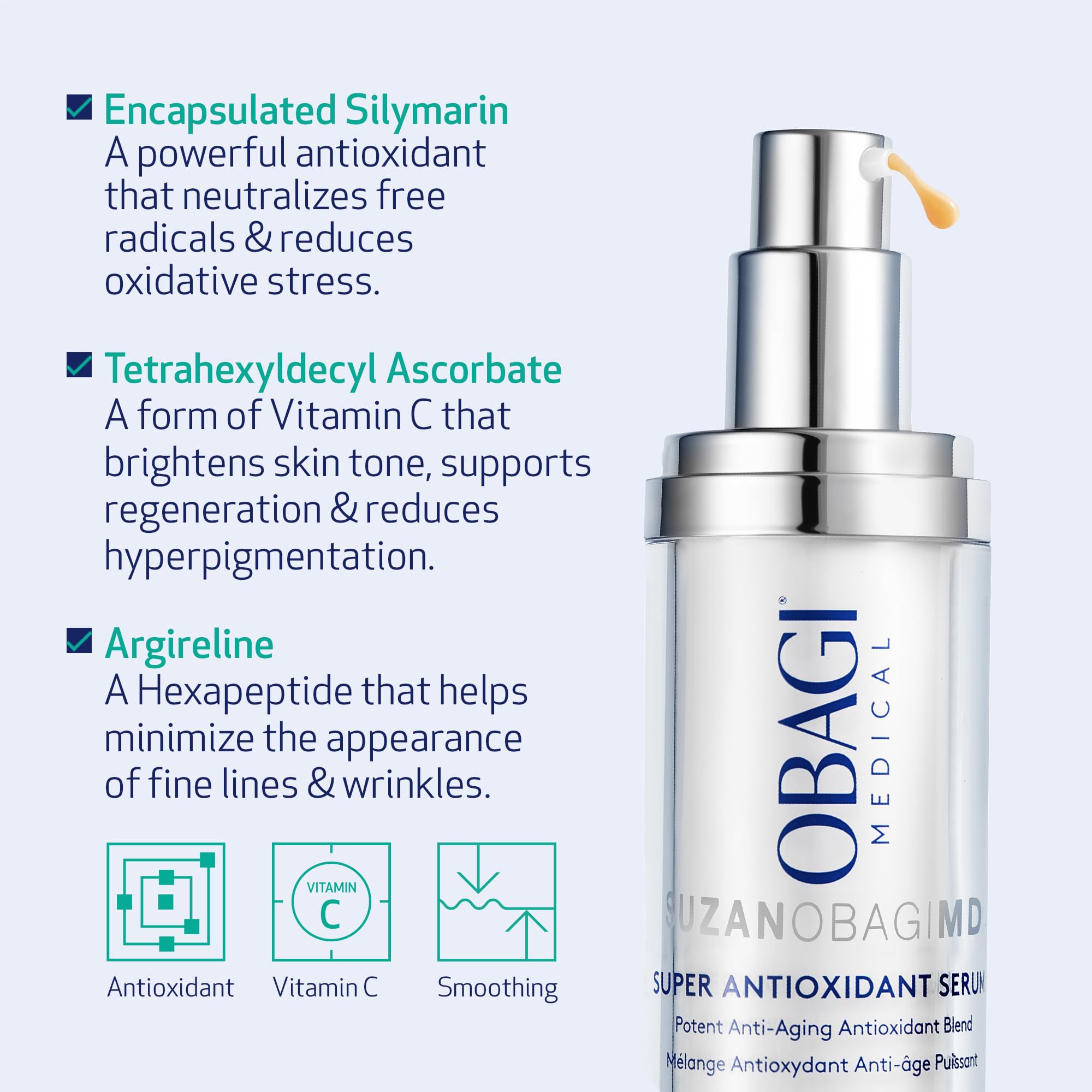 SUZANOBAGIMD Super Antioxidant Serum – Reduces Oxidative Stress & Irritation, Minimizes Appearance of Fine Lines & Wrinkles, Brightens Skin Tone & Boosts Hydration – Safe for Sensitive Skin – 1 oz