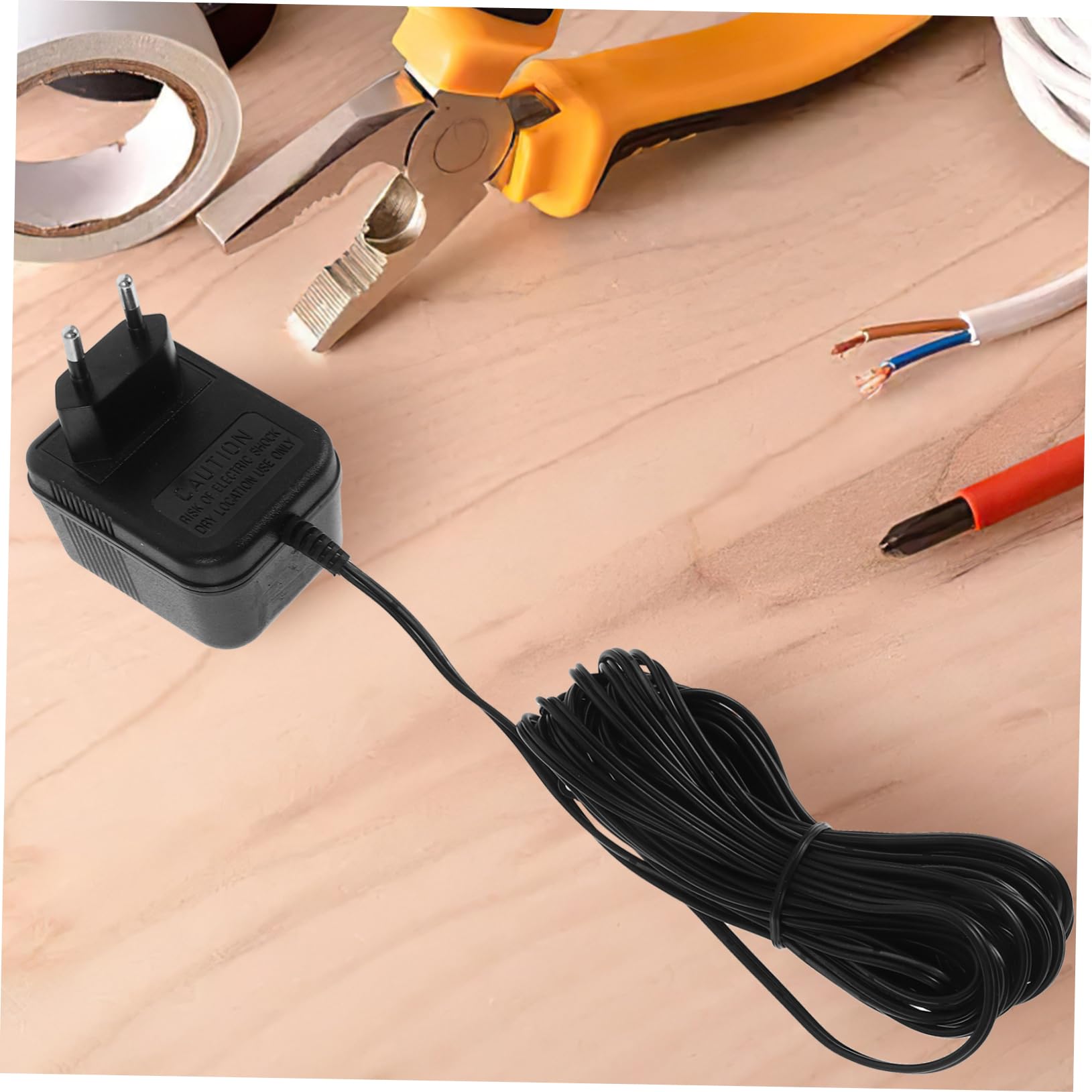 Transformateur Sonnette Adaptateur Secteur et Usage Domestique Câble Long 24v500mah, Alimentation Stable en Plastique Noir Design Élégant