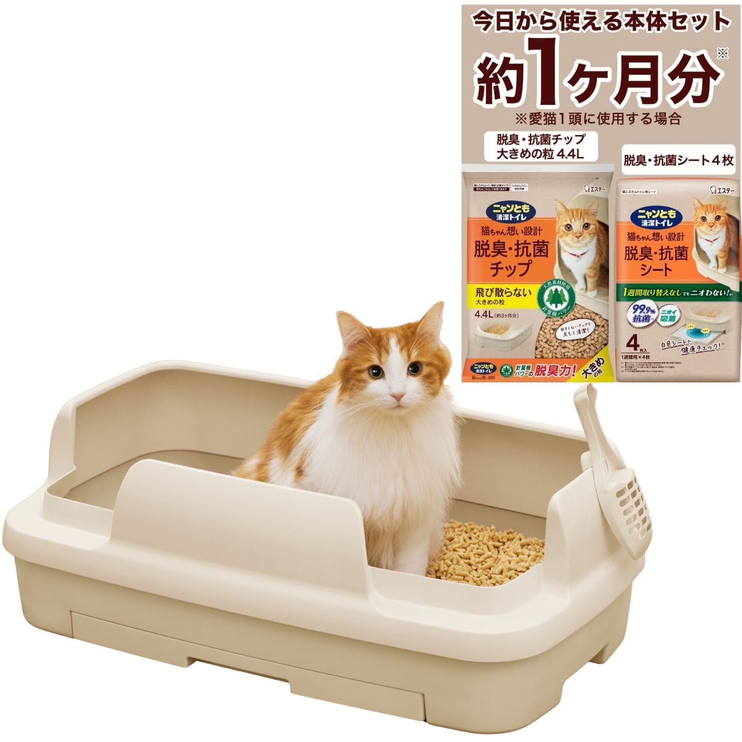 Amazon | ニャンとも清潔トイレ 猫 トイレ 大型 本体セット [約1か月分