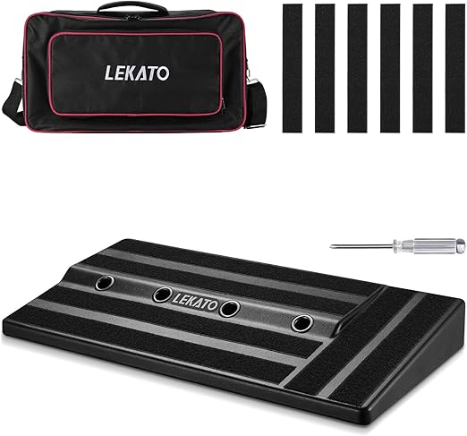 Guitar Pedal Board, LEKATO Pedal Board 19.7"x10"x2.4", Effects Pedalboard with Compartment for Power Supply, Carry Bag and Mounting Tape