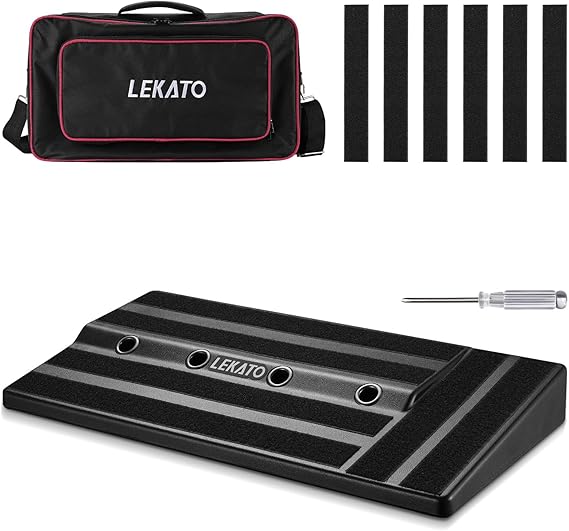 Guitar Pedal Board, LEKATO Pedal Board 19.7"x10"x2.4", Effects Pedalboard with Compartment for Power Supply, Carry Bag and Mounting Tape