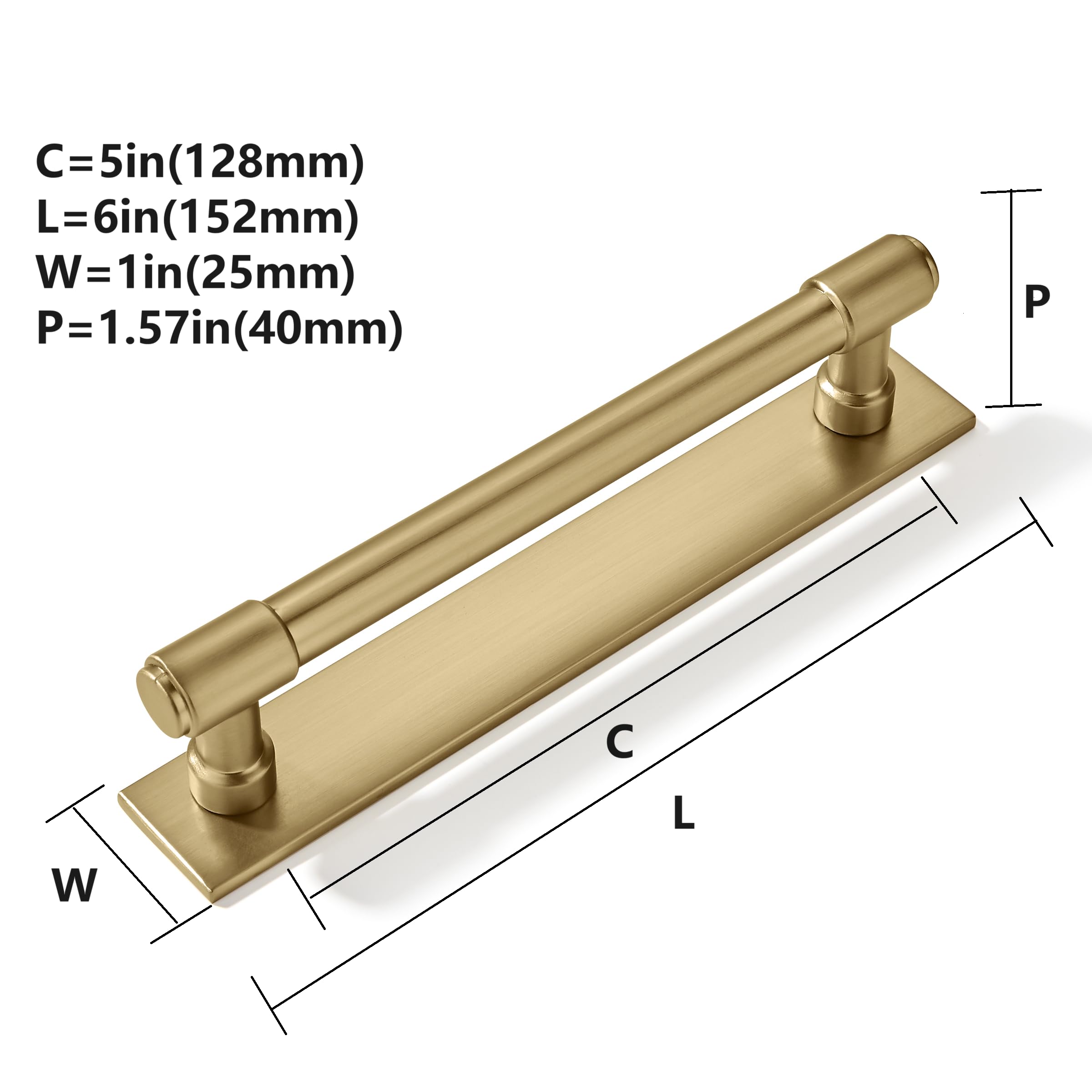 Khtumeware 5-Pack Champagne Bronze Cabinet Pull – 5-Inch Center To Center, Solid Zinc Alloy, With Backplate, For Kitchen Drawers & Cupboards
