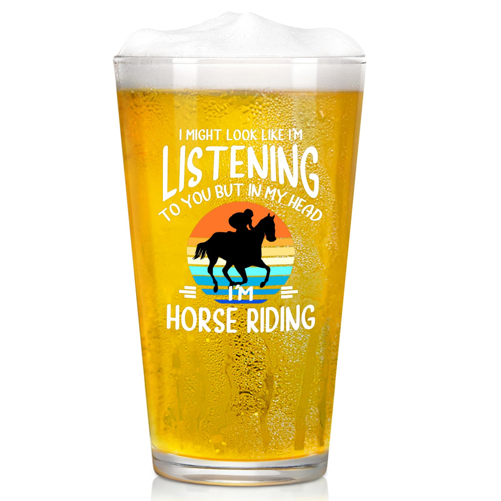 Joymaking Beer Glass Horse Gifts for Women, Horse Racing Gifts for Men 460ml