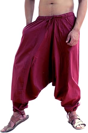 SARJANA Mens Cotton Harem Yoga Baggy Genie Boho Pants Free Size