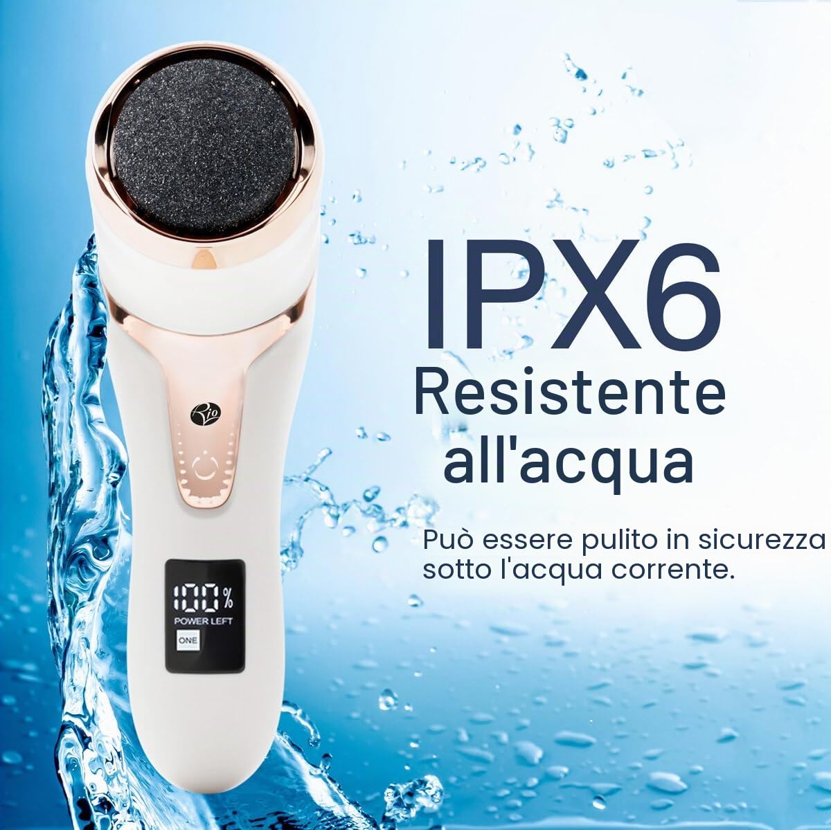Rio The Beauty Specialist Pedicure Elettrico, con Aspiratore per residui, Piedi Lisci, Lima Calli, Talloni screpolati, Tre testine, Resistente all'acqua 100%, 80 min autonomia, USB, PEDI5