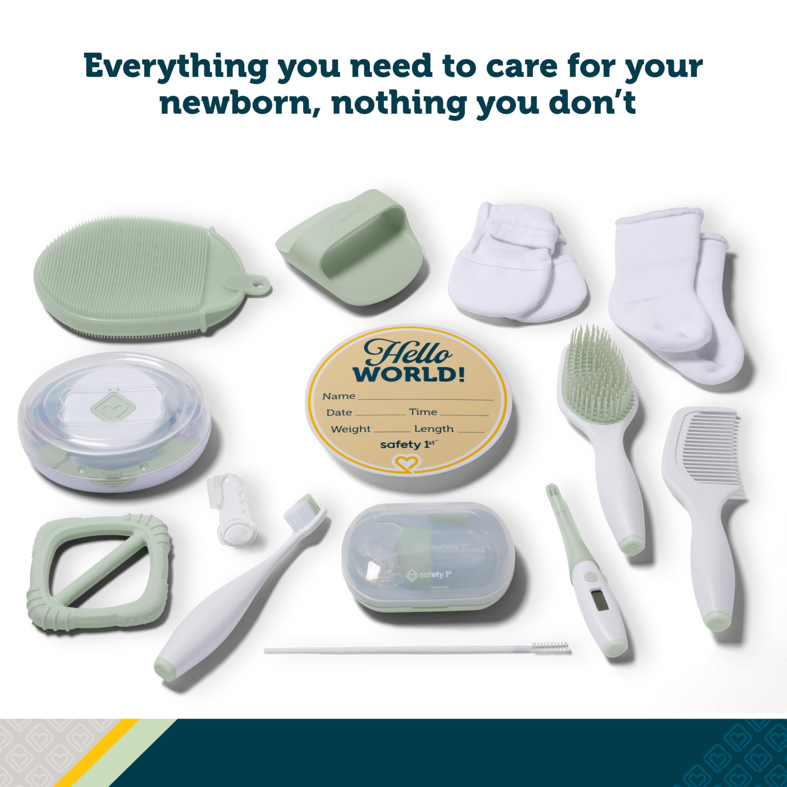 Safety 1st Baby's 1st Welcome Home Health and Grooming Kit, 12 piezas de cuidado del recién nacido con lima eléctrica de uñas y caja de almacenamiento