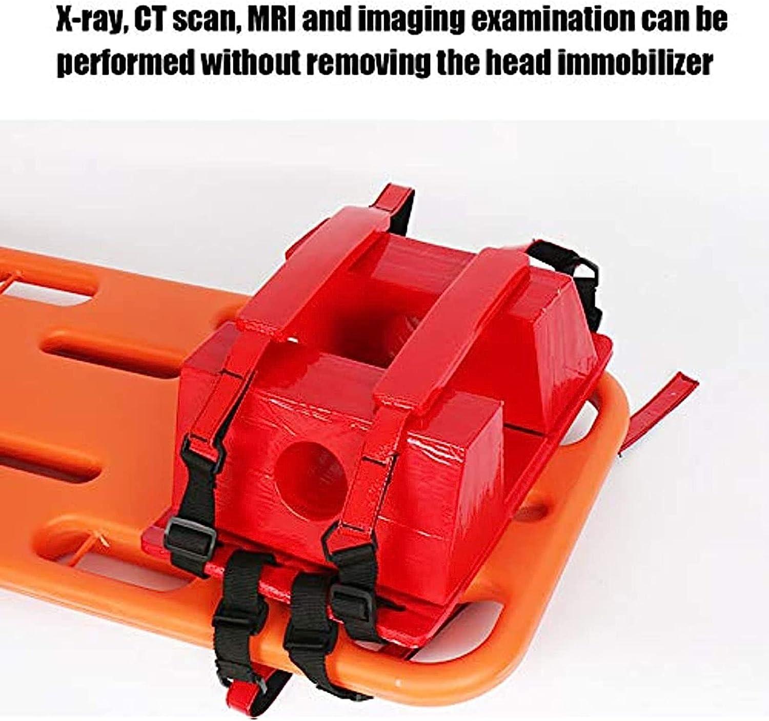 Inmovilizador de cabeza de placa de columna vertebral ajustable, inmovilizador de cabeza impermeable, práctica ayuda de emergencia con correas, soporte de cabeza de rayos X de primeros auxilios para