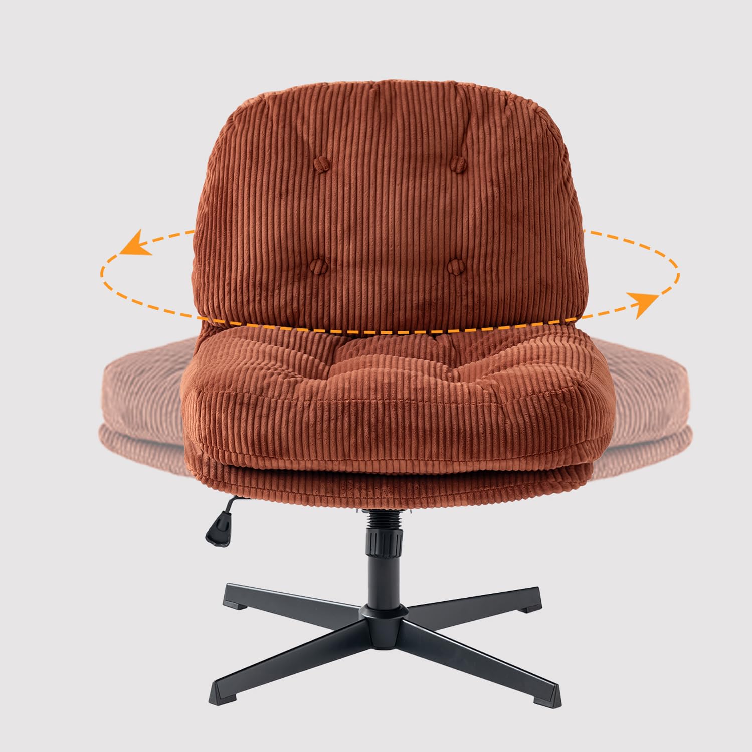 MEUBLE COSY Sedia da Ufficio Girevole Regolabile in Altezza Poltrona da Scrivania Seduta in Velluto a Coste per Studio, Funzione di Inclinazione Libera, Rosso