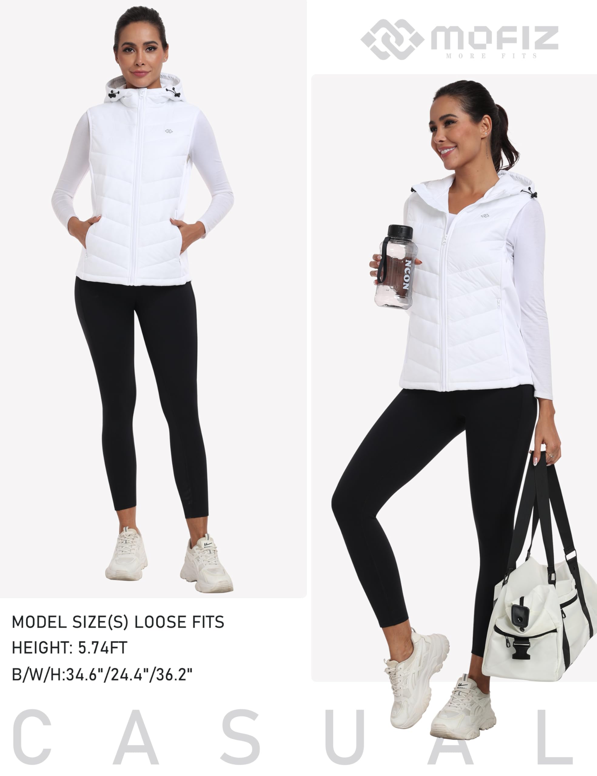 MoFiz Gilet Senza Maniche Donna Gilet Trapuntato da Donna con Cappuccio Per la Transizione con Cappuccio