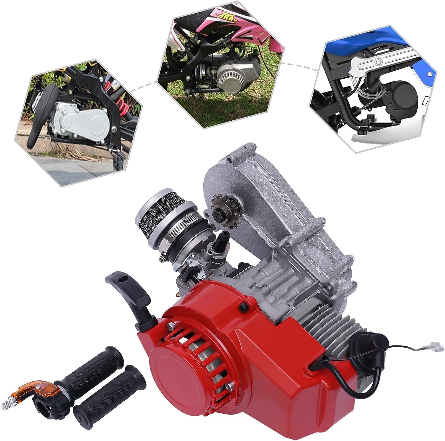 49cc 2-Takt-Motor Mit Pull-Start – Komplett Mit Zylinderkopf, Vergaser & Luftfilter Für Pocket Bikes, Mini Dirt Bikes & ATVs