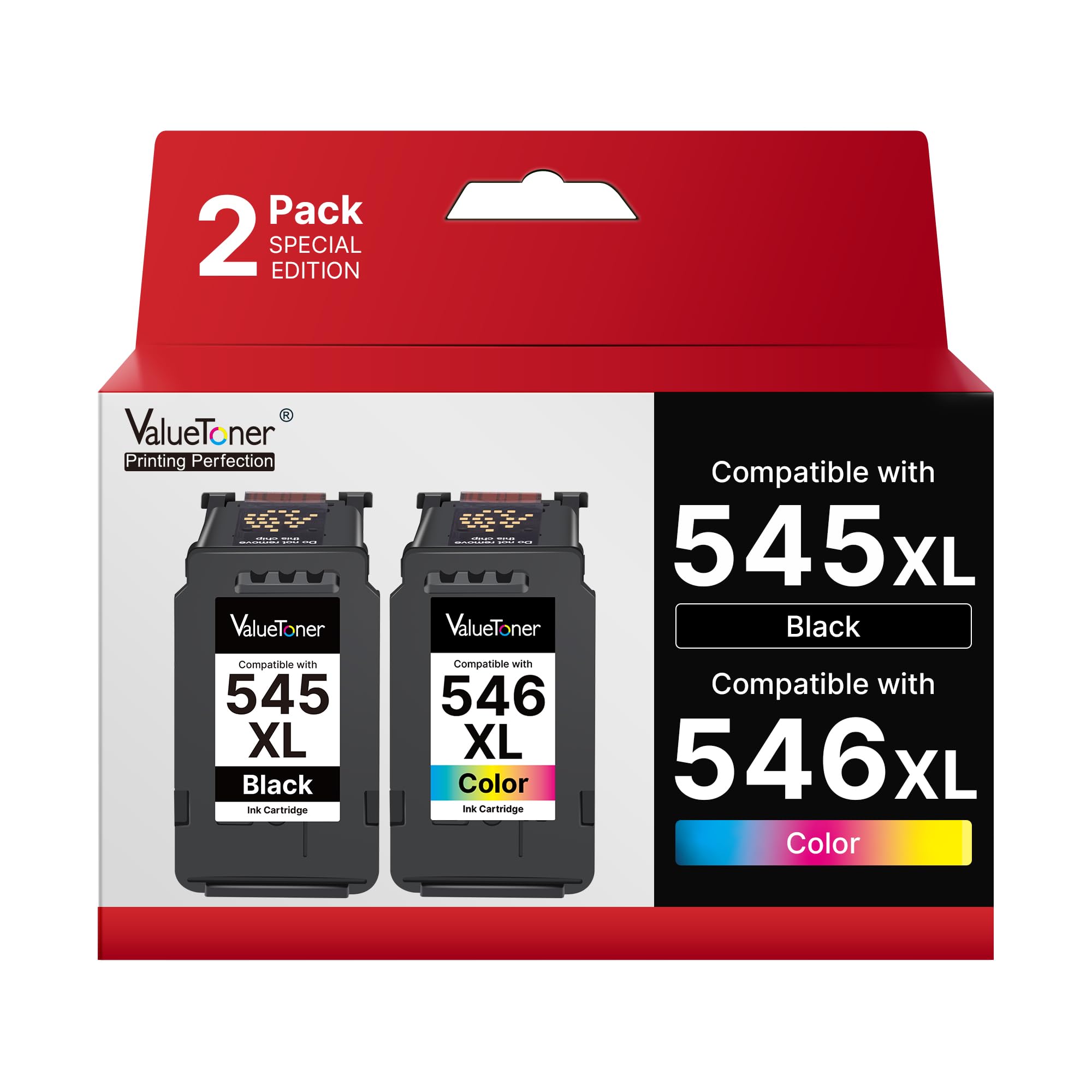 PG-545XL CL-546XL 545XL 546XL Multipack Patronen Ersatz für Canon Druckerpatronen 545 546 für Canon Pixma TR4650 TR4550 MX495 TR4551 TS3400 TS3300 TS3151 MG2555S MG2550S (1 Schwarz, 1 Farbe)