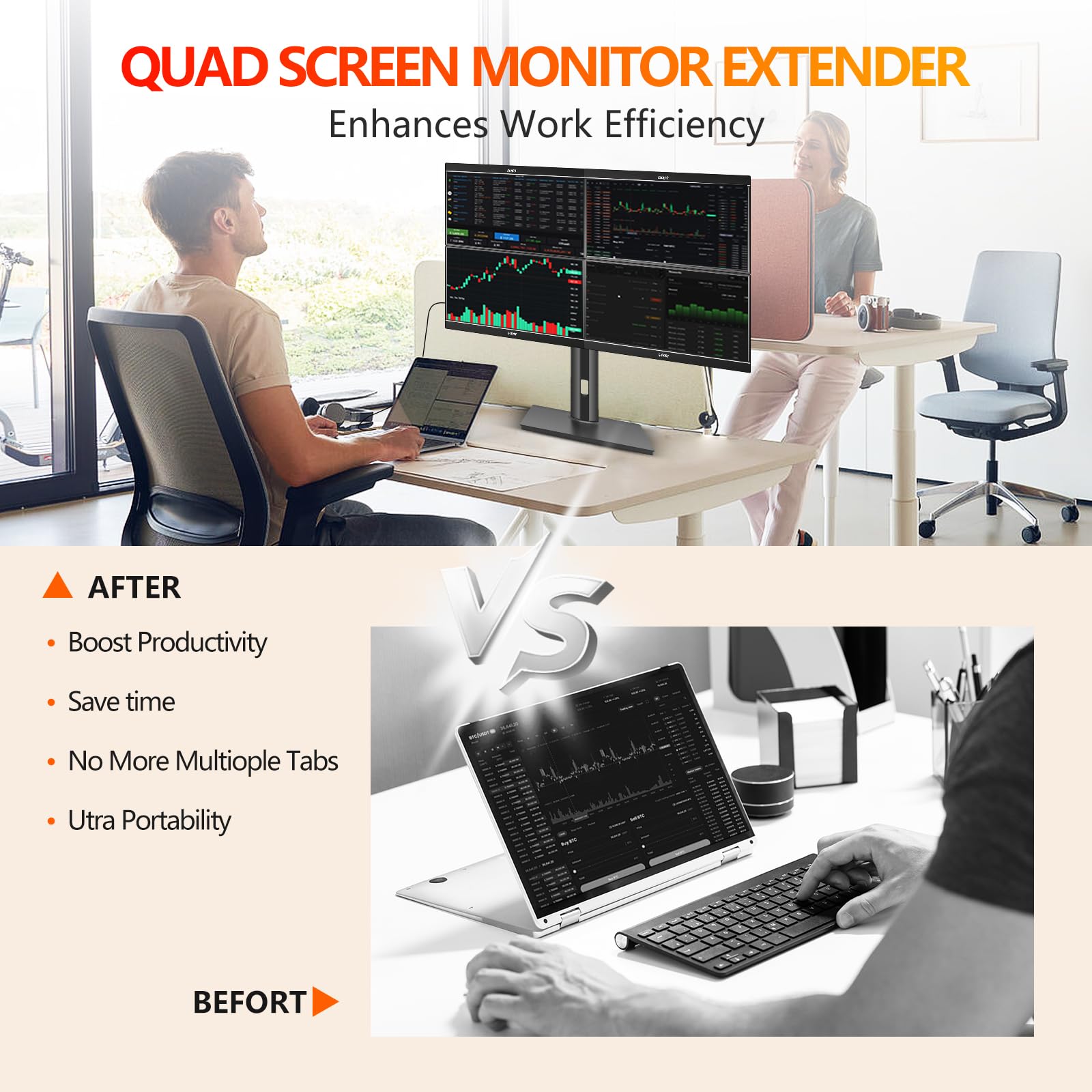 Amazon.co.jp: G-STORY ノートパソコン用クアッドモニター 14インチ