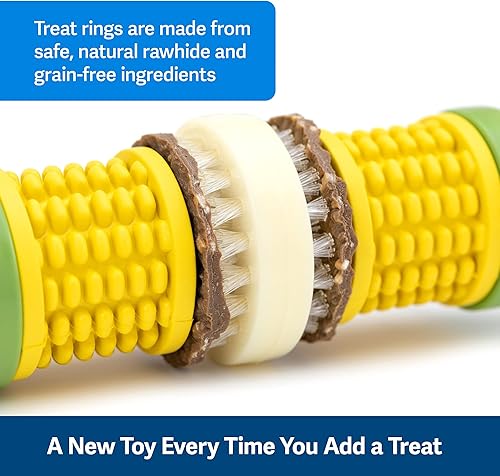 Miniatura 4 de PetSafe Busy Buddy Cravin' Corncob Dog  Juguete masticable con anillo de golosinas  Goma sin BPA  Perro de mantequilla  Rompecabezas interactivo