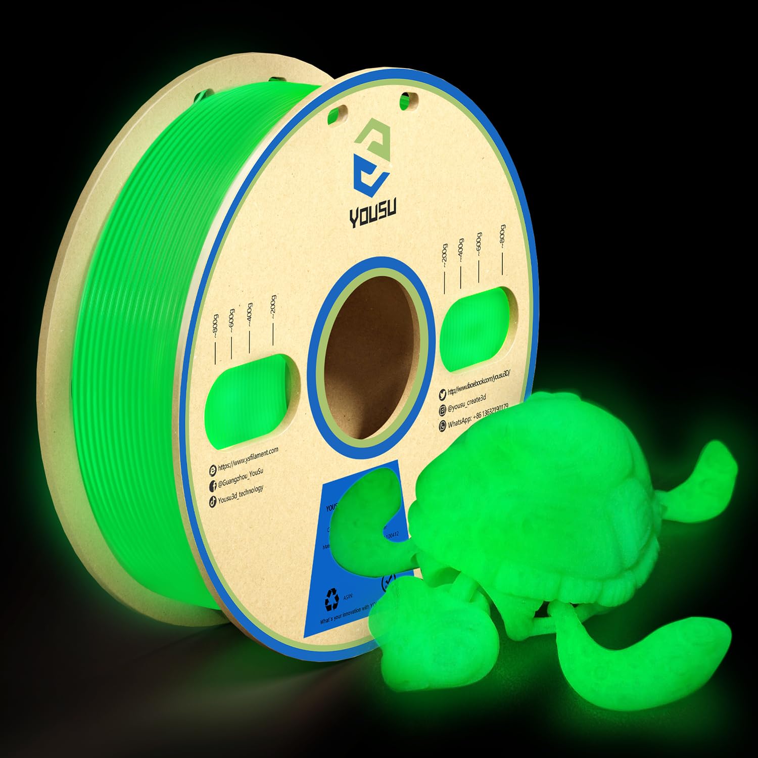 Glow in the Dark 3D Printer Filament - Multicolor Pack -23