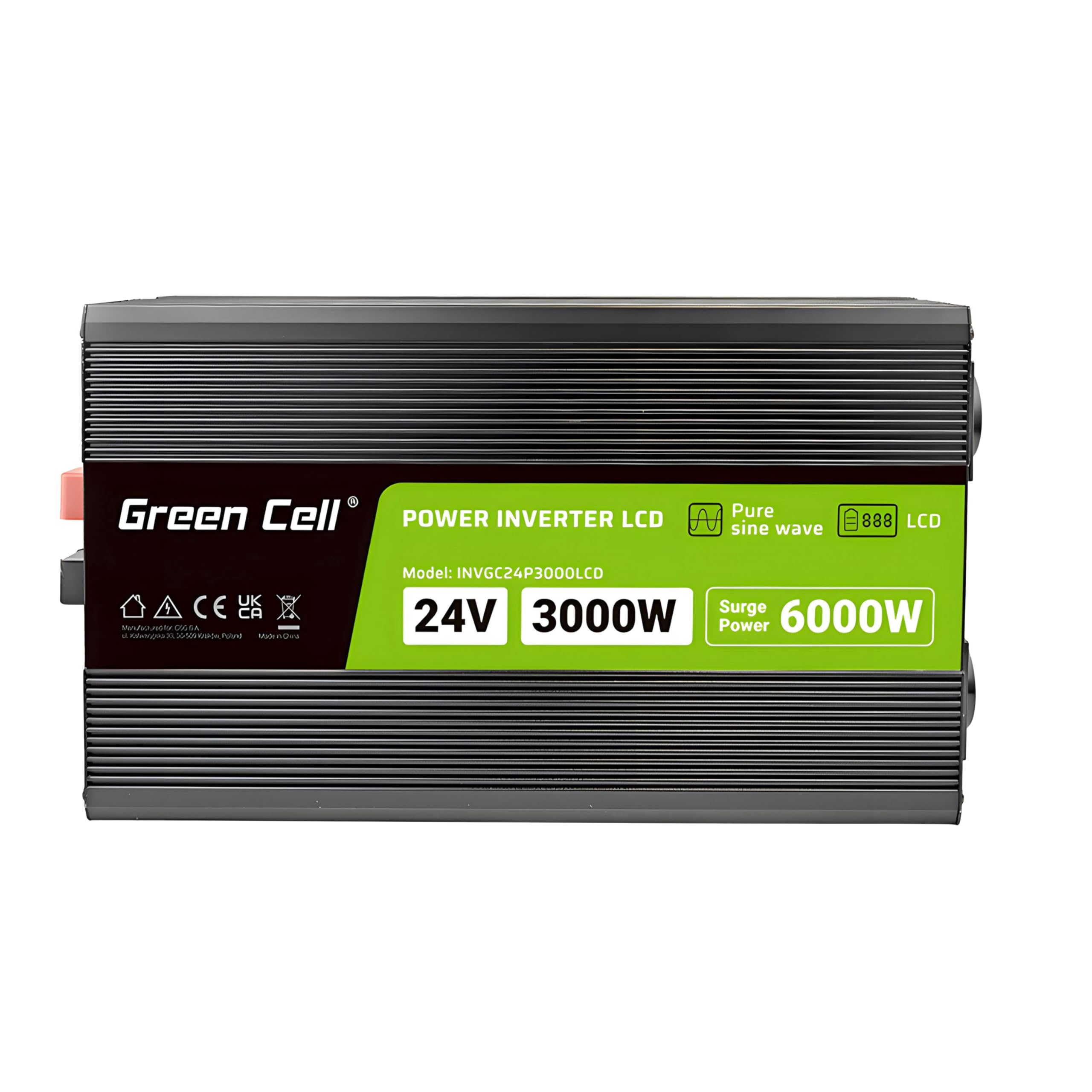 Green Cell Convertitore di Tensione LCD 3000 W/6000 W da 24 V a 230 V Convertitore di Tensione Sinusoidale pura Potenza Onda Sinusoidale pura CA CC per Auto per Roulotte