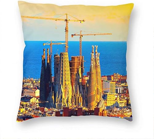 Spain Barcelona - Funda de cojín decorativa para sofá, silla, cama, coche, sala de estar, dormitorio, oficina, 18 x 18 pulgadas, KXR-5245