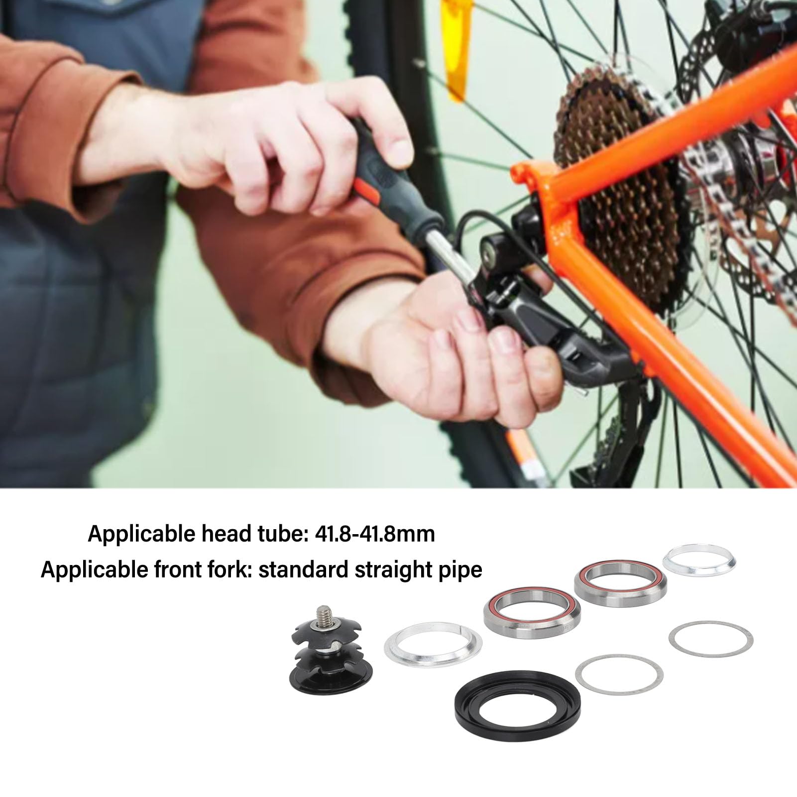 Pilipane Bikes Headset Aluminum Alloy Double Bearings Bicycle Front Fork Bowl Set for 41.8mm Straight Tube Frames Rustproof Sturdy Durable CNC Craftsmanship Smooth Surface Wide