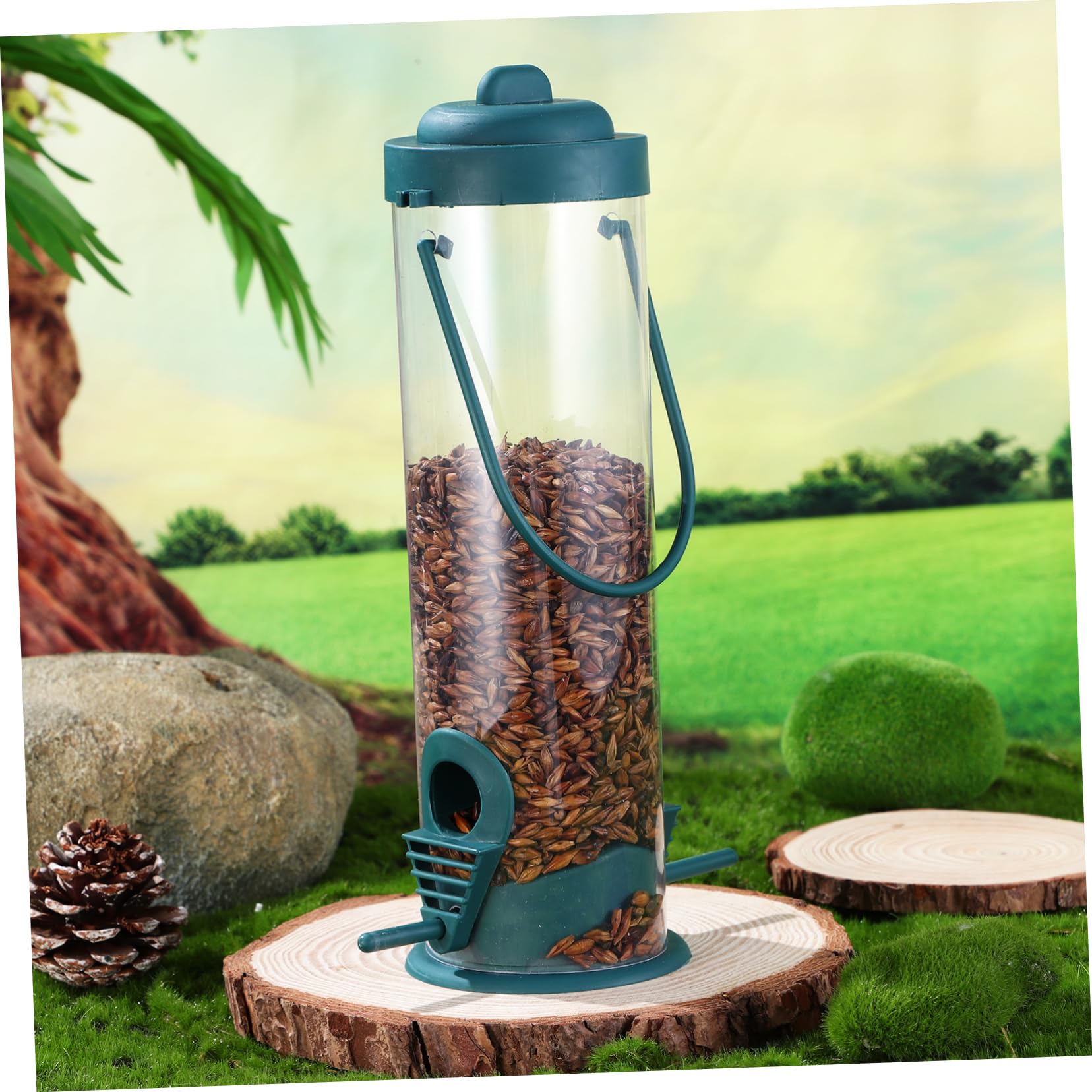 BESPORTBLE 5pezzi Mangiatoia Per Uccelli Da Appendere Alimentatore Automatico Per Colibrì Design Trasparente Facile Da Riempire Base Stabile Decorazione Per Giardino