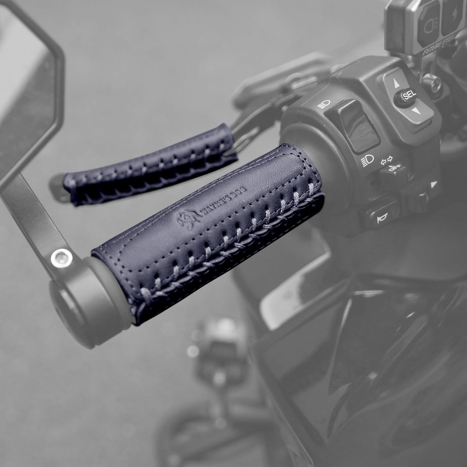 Leather Motorcycle Handlebar Grip Covers, No Fringe Brake Clutch Covers for HD Motorcycles