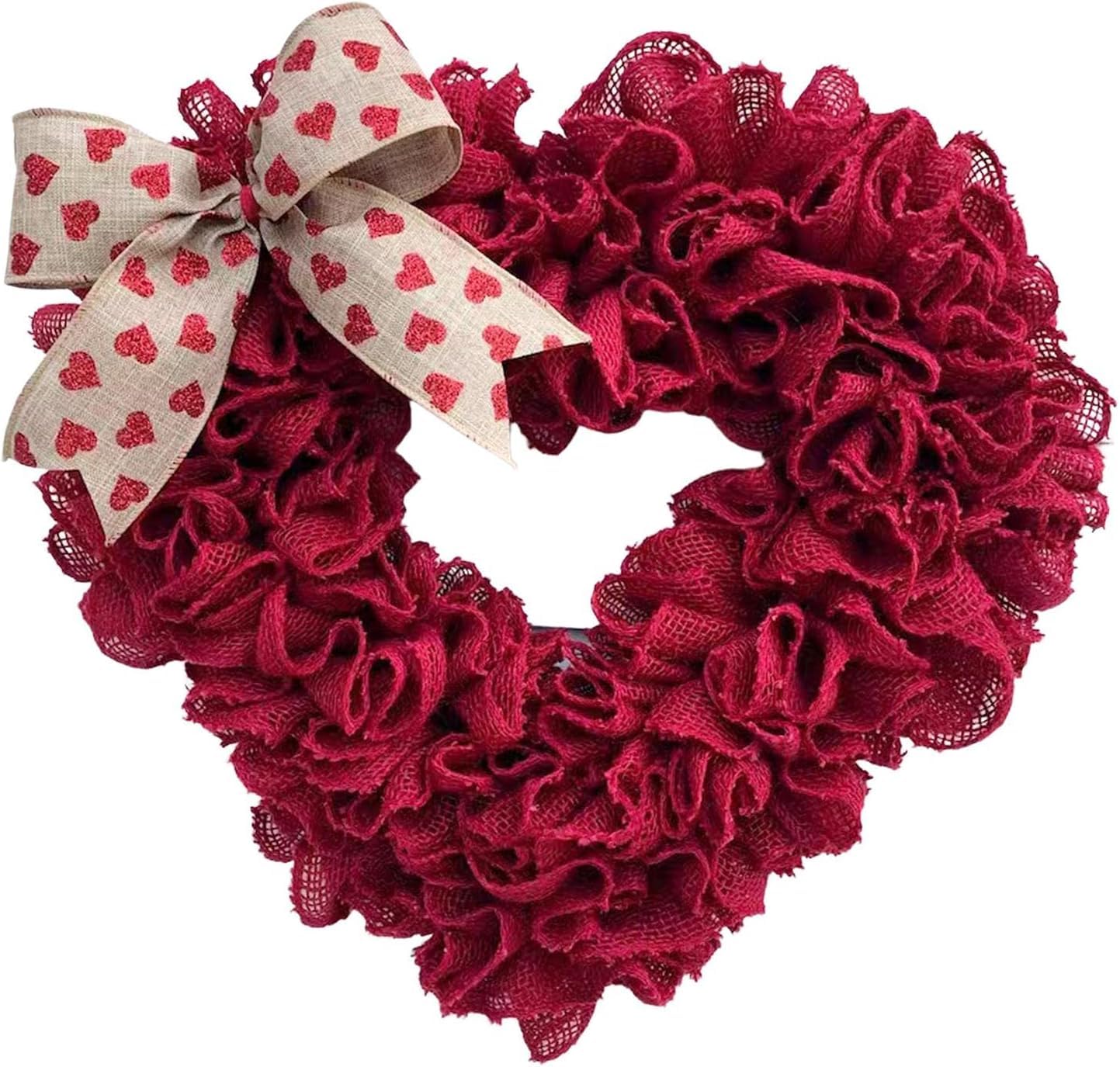 Ghirlanda da appendere alla porta d'ingresso, a forma di cuore, per San Valentino, festa di nozze, decorazione da appendere, 40 cm