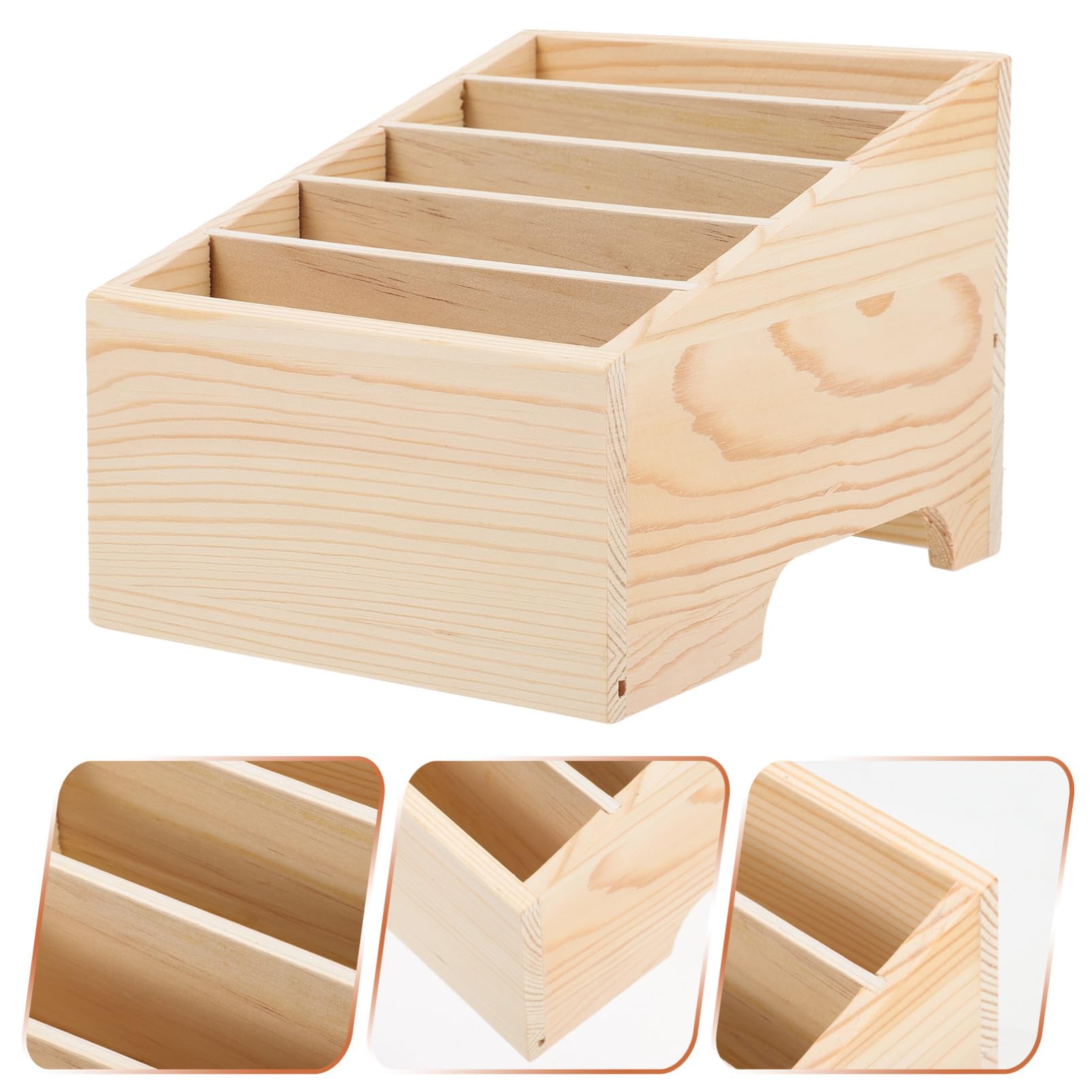 Organizer da Scrivania in Legno a 5 Scomparti per Smartphone | Vano per Carte e Accessori, Design Semplice, per Istituti Educativi e Laboratori di Riparazione