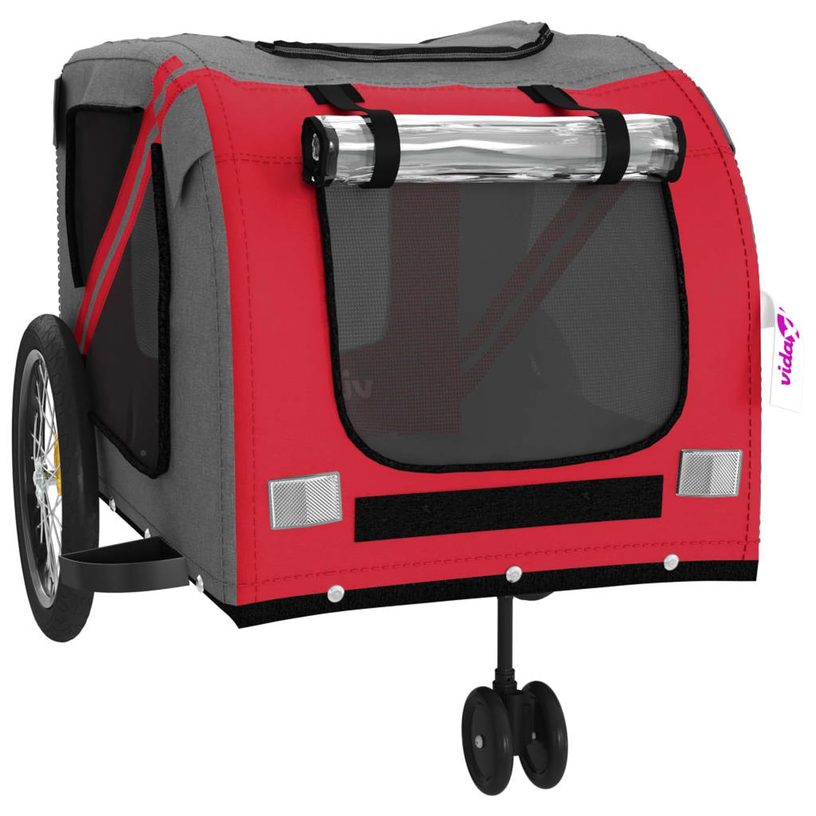 Homgoday Remolque de bicicleta para s rojo y gris Oxford y hierro, muebles carro , carro para bicicleta, carro para s, transportín bicicleta