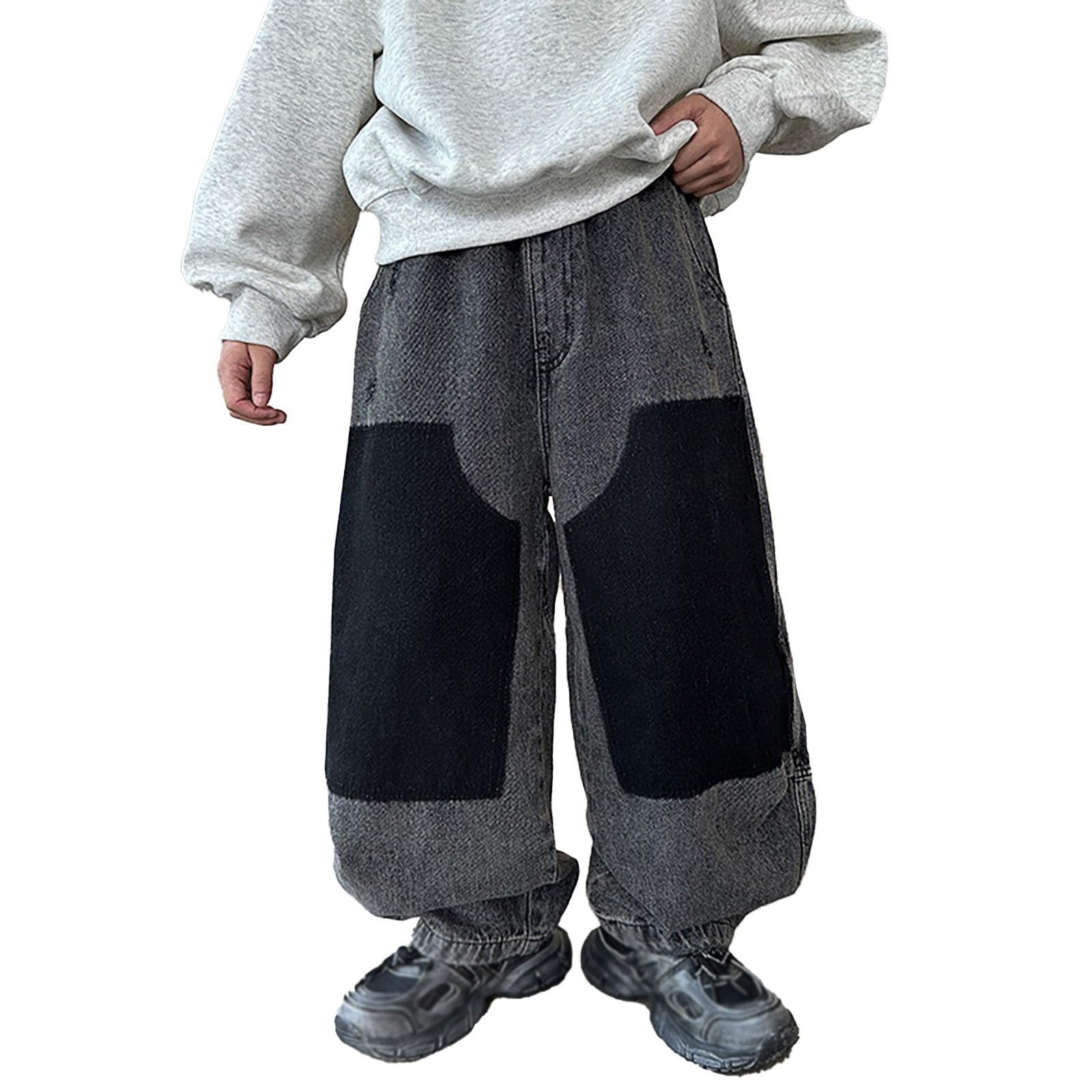 Jeans cargo para niños con bolsillos de trabajo resistentes 8