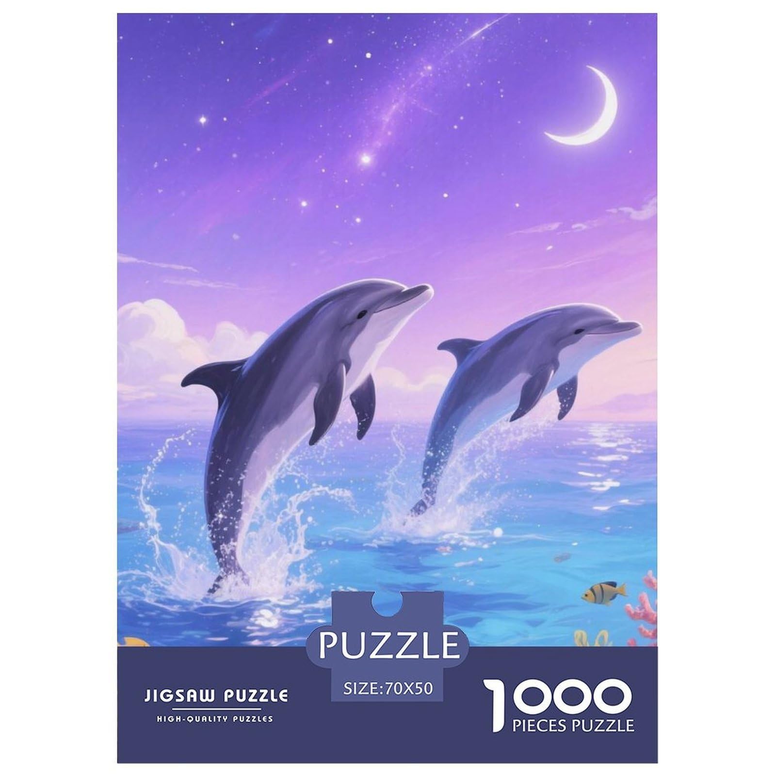 Dolphin 1000 Puzzles Adults Puzzle Adults Puzzle Gifts Birthday Animal Home Decoration Decompression 70x50cm/1000pcs — image 1