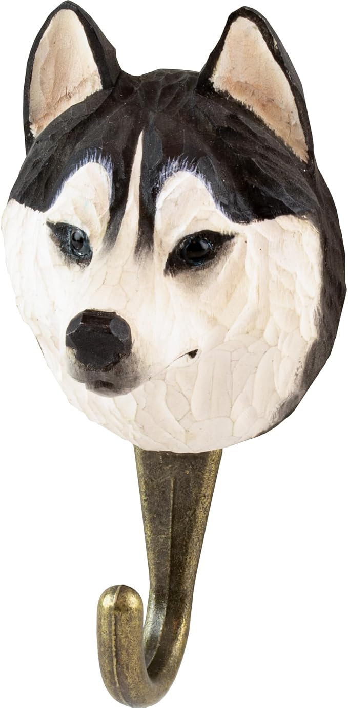 WILDLIFEGARDEN WG4499 Haken Siberian Husky – Handgeschnitzter Wandhaken