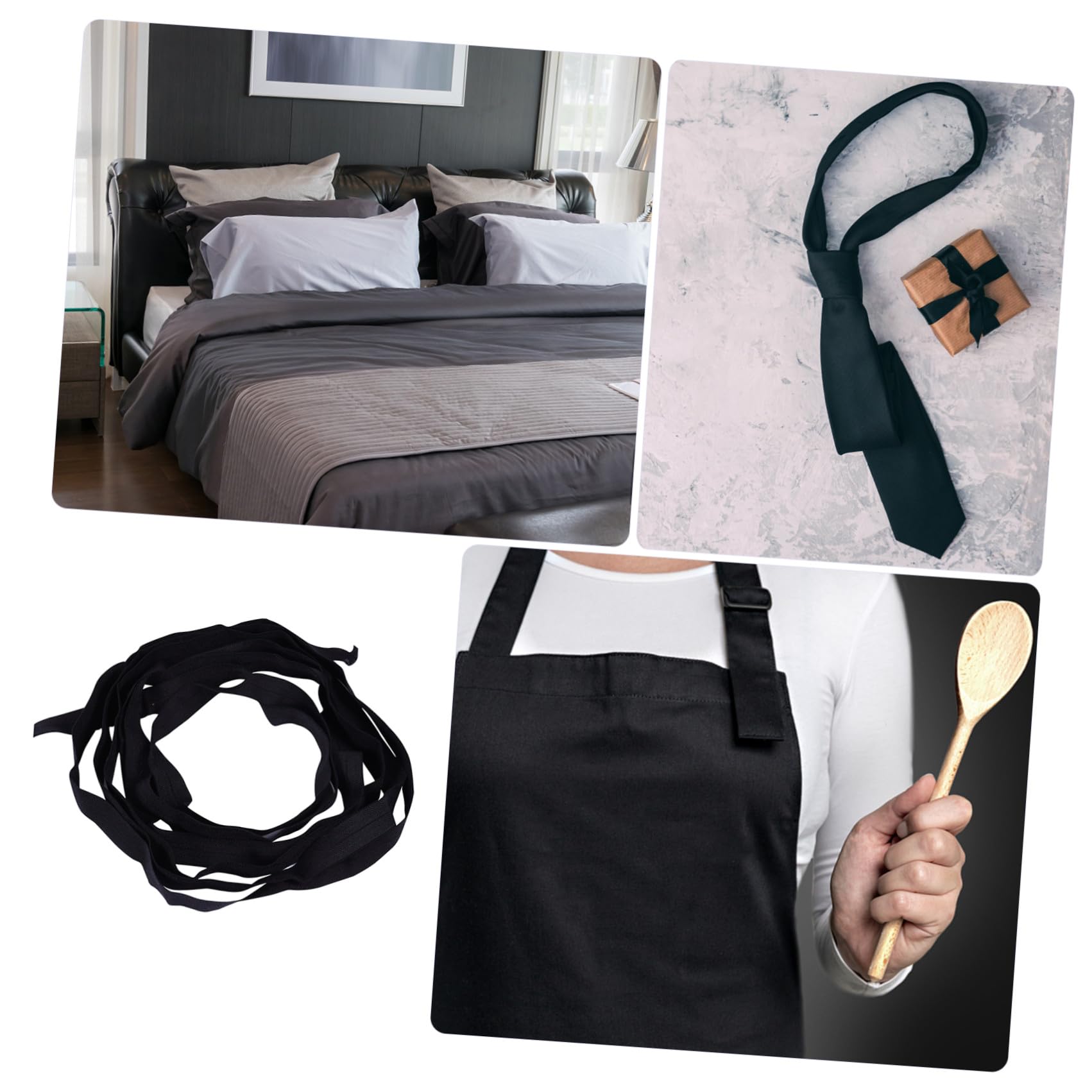 SEWACC Cinta al Bies de Algodón Negro para Coser y Dobladillo Doble Pliegue Resistente Adecuado para Confección y Manualidades