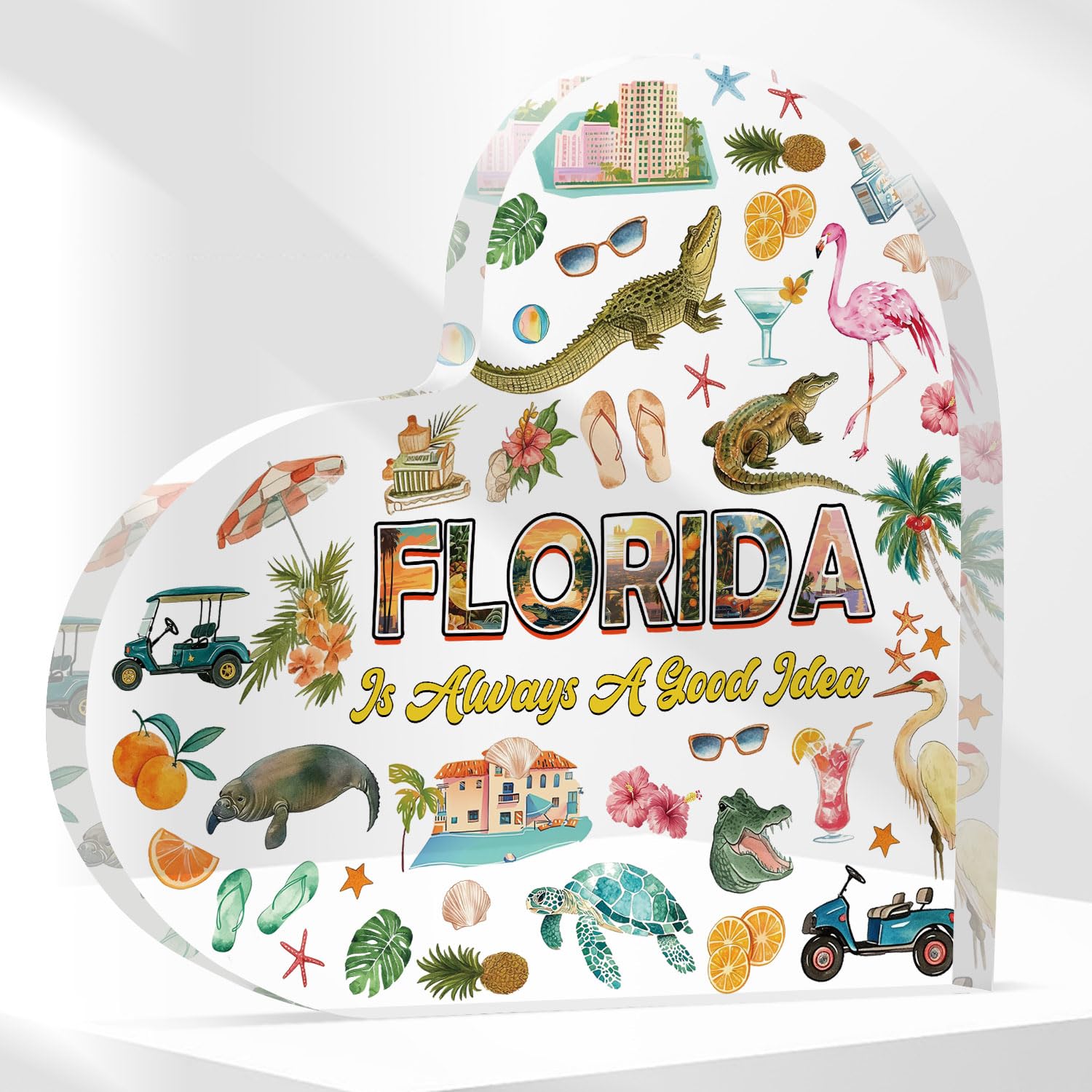 Florida Souvenirs, Florida Themed Gifts 4X4 Inch Acrylic Florida's Plaque Bedroom Dining Room Florida's Theme Decor