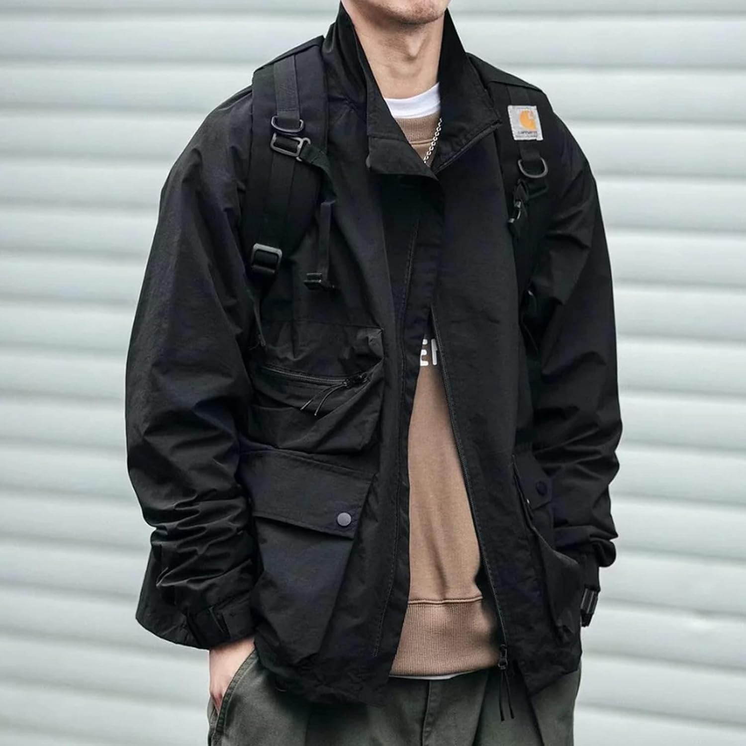 Windbreaker Gothic Clothes Streetwear Bomber Cyberpunk Tactical Techwear Zipper Jacket Flight Jackets for Men - Image 3