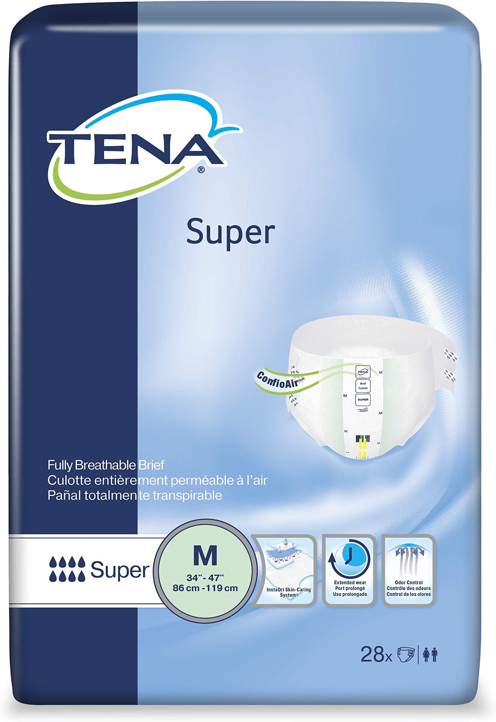 TENA ProSkin Super Adult Incontinence Brief M Heavy Absorbency Overnight, 67401, 56 Ct