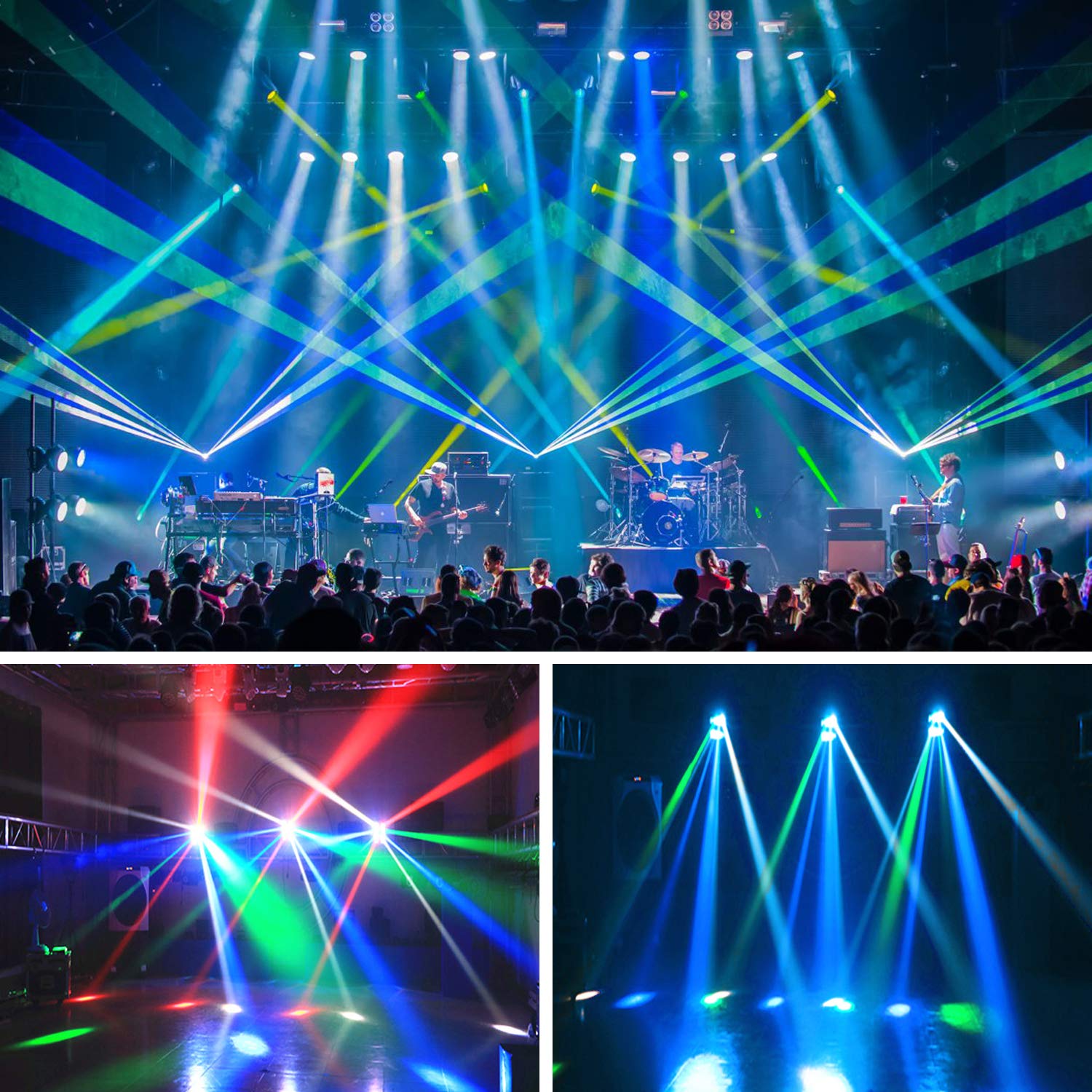 Iluminación de Escenario, Luz de Escenario LED AGPtEK RGBW 4 en 1 Luz LED de Cabeza Móvil, Compatible con DMX-512 con 4 Modos de Control para Fiestas, Conciertos, Escenarios de Actuación