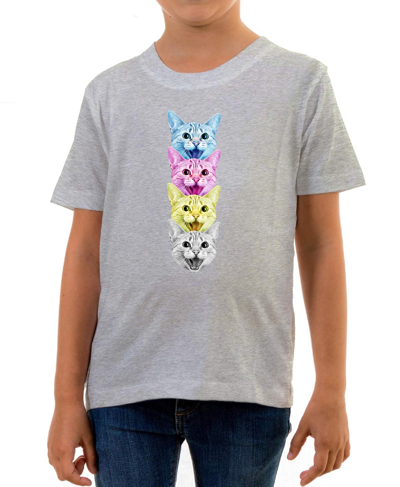 Reality Glitch Light Grey Cat Kids T-Shirt