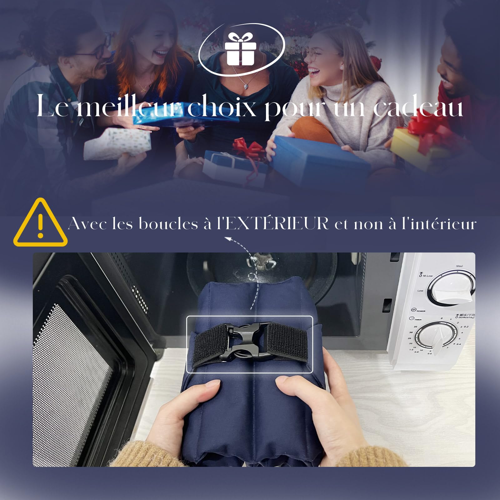 UNCN Coussin Chauffant Dos Micro Ondes 78 x 19cm Bouillotte Micro-onde Avec Bretelles Réglables - Lavande et Plantes Bienfaisantes -Tissu de coton ignifugé (Bleu)