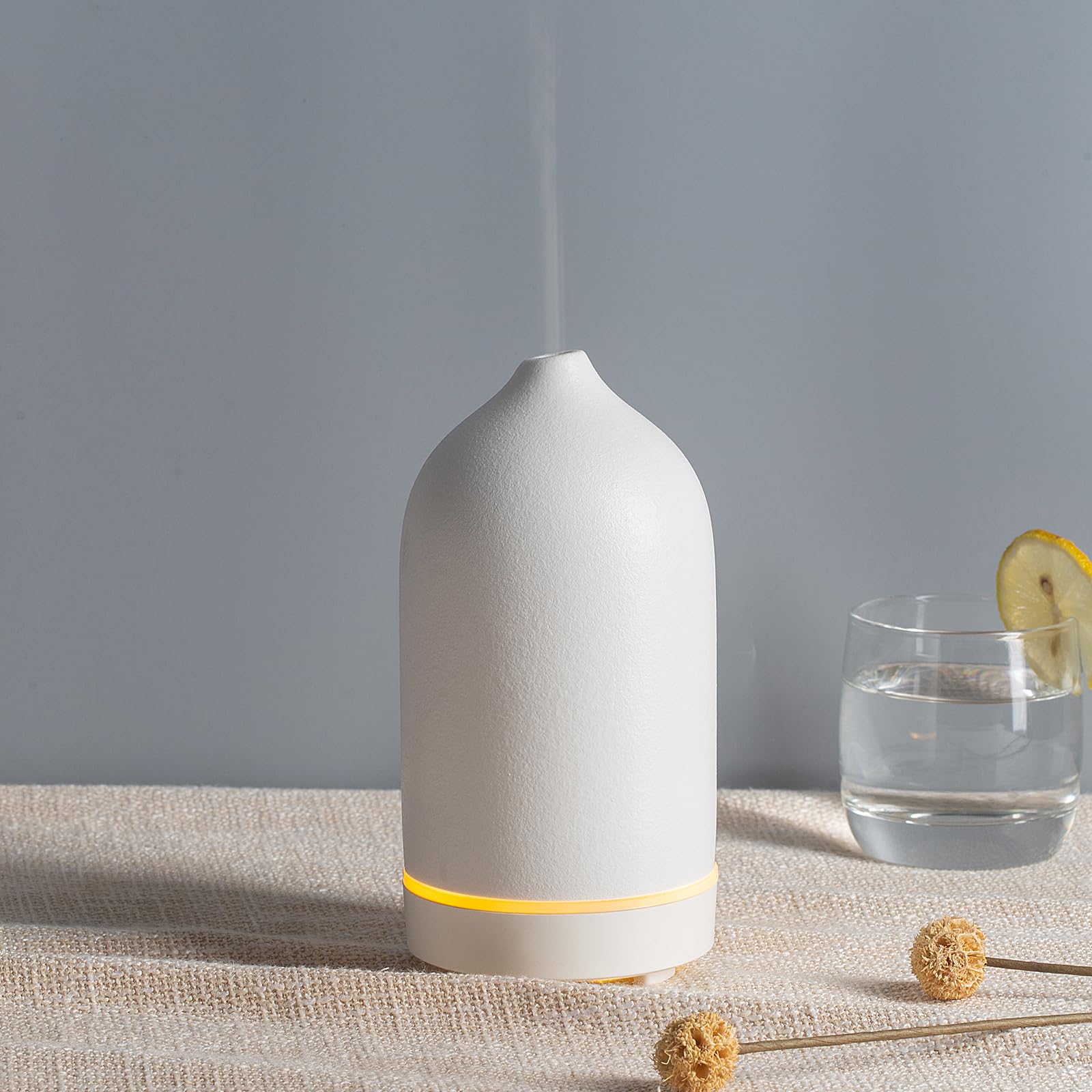 JESMAY Diffusore di aromi per oli essenziali, 120 ml, umidificatore di alta qualità, diffusore di oli essenziali in ceramica, senza BPA, per camera da letto, ufficio, spa (bianco)