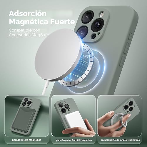 Miniatura 2 de Funda magnética para iPhone 15 Pro, compatible con MagSafe, [protección completa de la cámara][protector de pantalla] funda protectora de silicona a