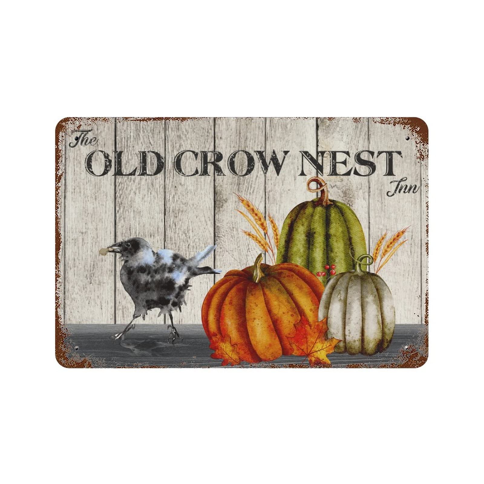 Plaque en aluminium durable The Old Crow Nest Pumpkin haute finition
