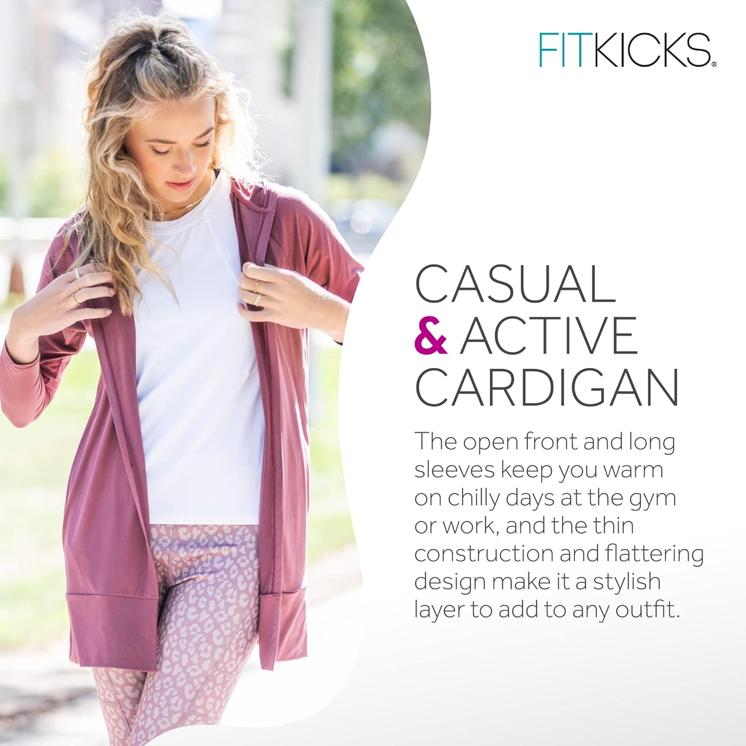 FITKICKS Everywear Lightweight Cardigan Relaxed Hooded Tunic Sweater with Deep Side Pockets Cardigan for Women, Girls - Image 6