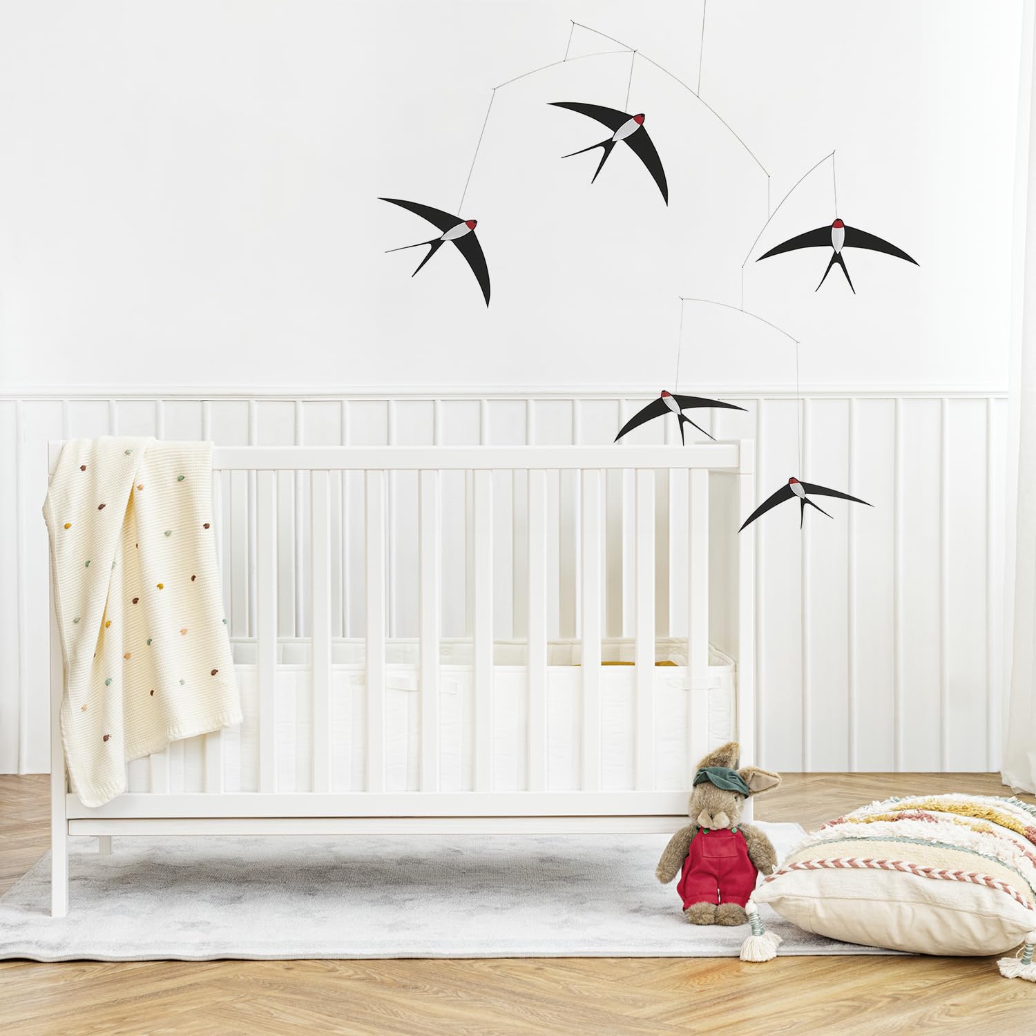 Flying Swallows Hanging Mobile Set of 5, DIY Handmade Swallow Bird Mobile Hanging Decor for Living Room and Bedroom