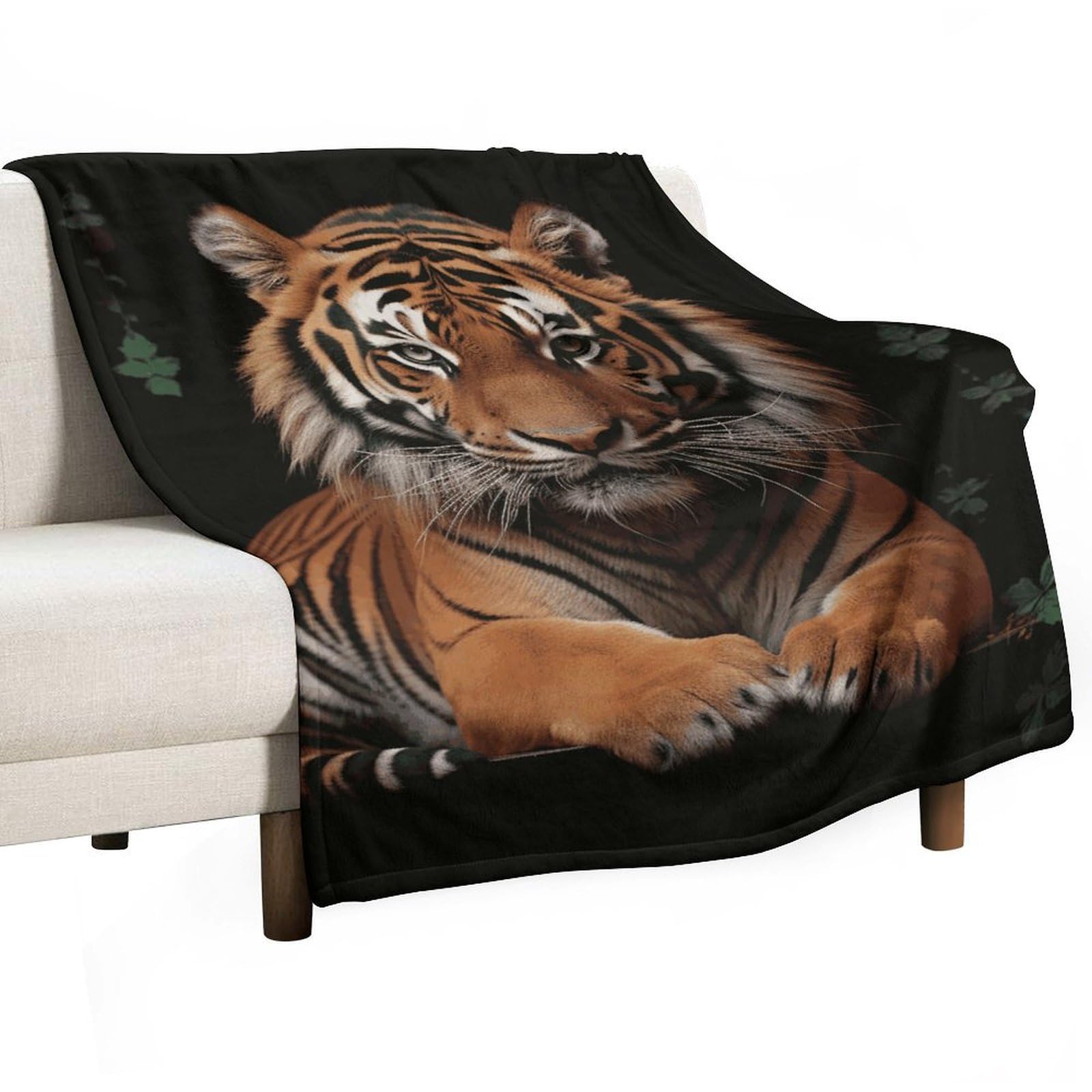 Couverture tigre flanelle plaid nomade pour voyage camping et pique-nique