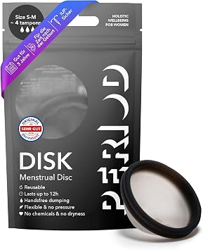 PERIOD Wiederverwendbare Menstruationsdisk – Menstruationsscheibe aus platinvernetztem medizinischem Silikon mit automatischer Entleerungsfunktion – komfortabel für alle Phasen der Menstruation S/M