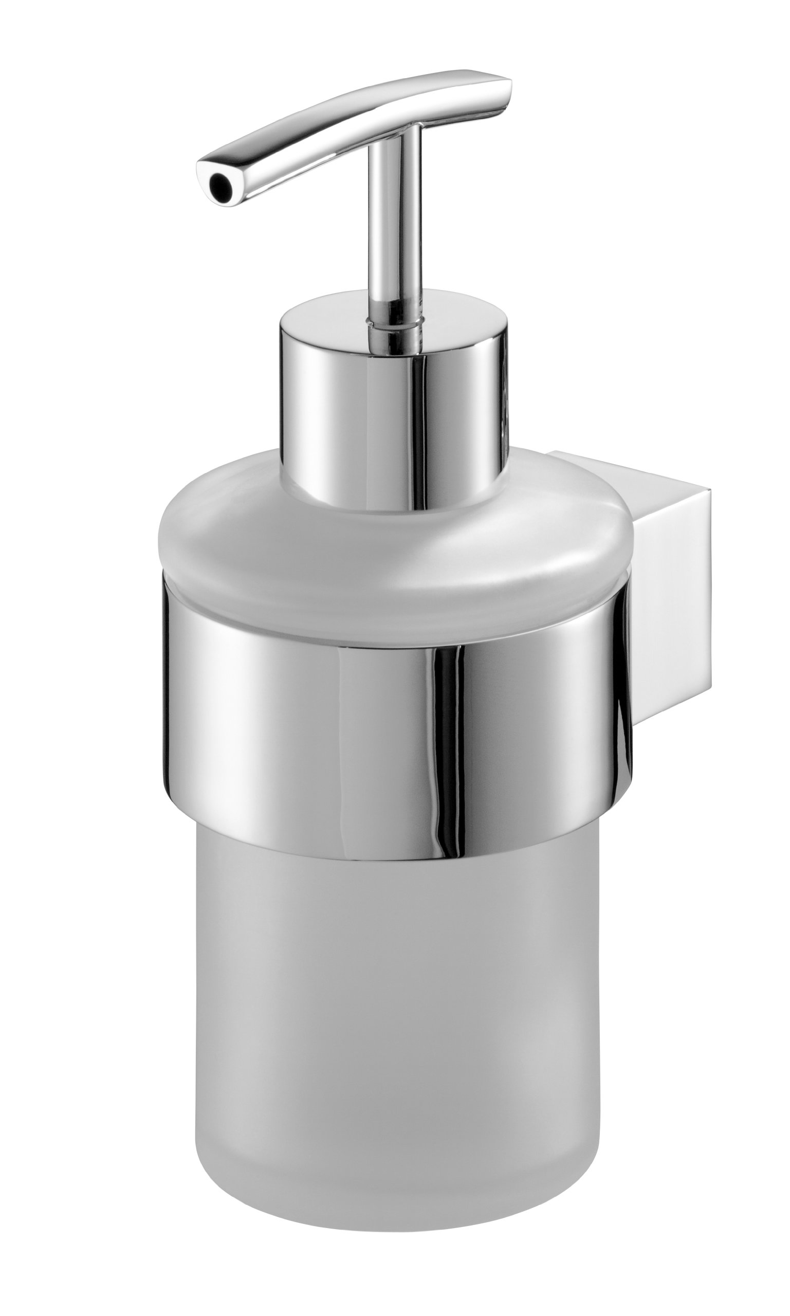 Bisk, Dispenser Sapone 02981 Futura aus mattiertem Glas mit poliertem Halter 67 x 9 x 15 cm Silberfarben