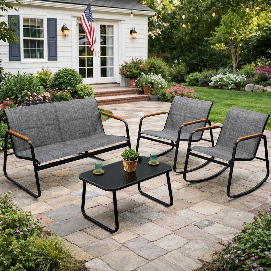 Kozyard 4-Piece Patio Conversation Set Review: Durable Textilene Outdoor Furniture for Backyard Gardens